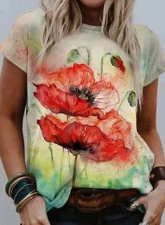 Dressy Blouses, Painting Floral, Fitted Blouses, Women's Blouses, Floral Print Shirt, Loose Fitting Tops, Work Tops, Dressy Tops, Floral Shirt