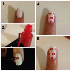 Cherry nails tutorial by: http://www.delightfullittlethings.com/5-simple-nail-art-tutorials# Draw Cherries, Starry Nails, Nails Cherry, Dot Nails, Simple Nail Art, Nail Art Tutorials, Nails Tutorial, French Manicure Nails, Cherry Nails