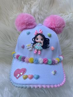 Fun hat/free shipping/custom hat/girls hat/birthday gift/ girly accessories /girl accessories / tucker hat/handmade hat Cute Beanie Hat One Size Fits Most, Cute Handmade Hat With Curved Brim, Cute White Hat With Curved Brim, Cute One Size Fits Most Cap Hat, Cute Brimmed Bonnet One Size Fits Most, Cute Costume Hats And Headpieces, Cute Mini Cap Hat One Size, Cute Handmade Mini Hats For Gifts, Cute Beanie Hat, One Size Fits Most