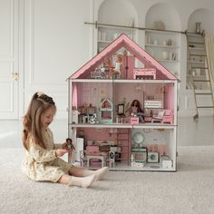 Introducing our charming Pink Doll House Playset Furniture, a perfect addition to your little one's imaginative playtime!  This exquisite wooden pink mini house is designed to spark creativity and endless storytelling. Our dollhouse features intricate details and vibrant colors, making it a delightful doll haven. With its sturdy construction and high-quality materials, this miniature dollhouse ensures years of playtime fun. Complete with adorable furniture pieces, this doll playset is ready to b Pink Barbie House, Tiny Playhouse, Pink Doll House, Barbie House Makeover, Wood Playhouse, Pink Dollhouse, Girls Playhouse, Kids Room Accessories, Media Furniture