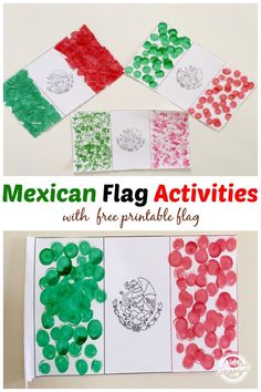 mexican flag activities with free printable flags for kids to make and play on the table