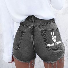 Trendy Cotton Jeans With Built-in Shorts, Trendy Cotton Jean Shorts, Grunge Cotton Bottoms With Letter Print, Edgy Shorts With Pockets For Spring, Edgy Spring Shorts With Pockets, Summer Relaxed Fit Jeans With Letter Print, Trendy Cotton High-waisted Jean Shorts, Grunge Cotton Jean Shorts With Pockets, Summer Denim Bottoms With Letter Print