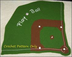 a crochet pattern for a baby's baseball blanket with the name ray ball on it