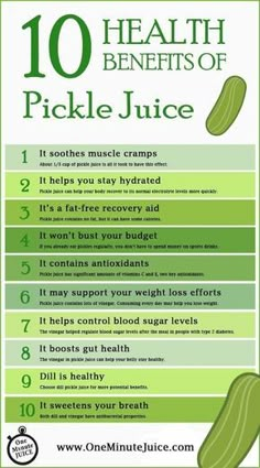 the 10 health benefits of pickle juice on a cell phone with text overlay