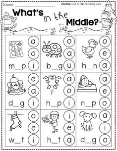 what's in the middle? worksheet for kids to practice letter recognition