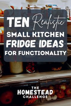 an open refrigerator with the words ten realistic small kitchen fridge ideas for functionality