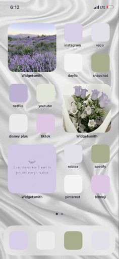 the color scheme for lavender is shown in shades of purple, green and greys