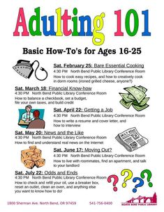 the poster for adulting 1011 is shown with instructions to help children learn how to use