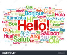 the word hello written in different languages on a white background stock photo and royalty illustration