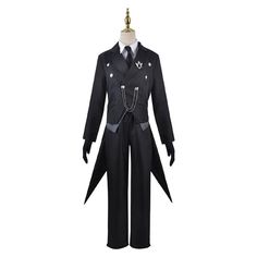 Kuroshitsuji Anime Sebastian Michaelis Black Outfit Party Carnival Halloween Cosplay Costume · Material: Polyester · Including: As Pics Shown · Size chart: Size(Unit:cm) Height Bust Waist Hip S 153-157 78-81 62-66 88-91 M 158-162 82-85 67-70 92-95 L 163-167 86-89 71-74 96-99 XL 168-172 90-93 75-78 100-103 XXL 173-177 9 Gothic Cosplay Costume, Anime Print Cosplay Costume For Cosplay Events, Anime Print Cosplay Costume For Themed Events, Anime Style Cosplay Costume For Themed Events, Anime Style Costumes For Fantasy Events, Fitted Punk Cosplay Costume For Halloween, Black Gothic Cosplay Costume For Costume Party, Harajuku Anime Print Costume For Themed Events, Vampire Cosplay Costume For Fantasy Events