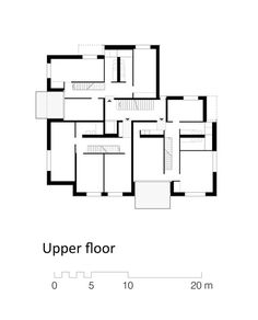 the upper floor plan is shown in black and white