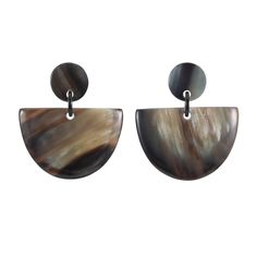 Natural dark half disks dropped from a post. Buffalo horn is a natural material, each item has a unique character and may vary from image. 1.25 IN drop Horn Earrings, Best Wallet, Drop Earring, Boutique Jewelry, Natural Material, Natural Materials, Horn, Buffalo, Drop Earrings