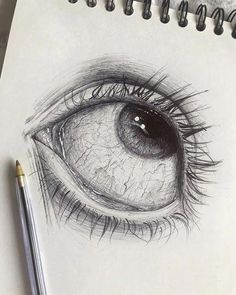 a pencil drawing of an eye