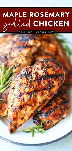 MAPLE ROSEMARY GRILLED CHICKEN, summer grilling recipes, dinner ideas Maple Rosemary Chicken, Gluten Free Bbq Chicken, Grilled Chicken Glaze, Rosemary Marinade, The Best Grilled Chicken, Marinade Chicken, Best Grilled Chicken, Dinner Rotation, Weekly Dinner