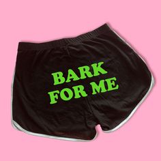 Bark For Me Dolphin Shorts | Custom Dolphin Shorts | Y2K Shorts | Cute Shorts | Funny Shorts | Y2K Shorts | Lounge Shorts | Comfy Shorts to Lounge in! Actual item may be lighter/darker than pictured. M A T E R I A L S - 95% Cotton / 5% Spandex - Available In Sizes S-L S I Z I N G - Size chart is available on our listing photos. S H I P P I N G  &  P R O D U C T I O N  T I M E - Production Time is 5 Business Days. (May be delayed during the Holiday Season) - Shipping Time is 2-6 Business Days. (M Summer Gym Bottoms With Letter Print, Summer Workout Bottoms With Letter Print, Short Athleisure Bottoms With Letter Print, Green Sporty Bottoms With Letter Print, Sporty Green Bottoms With Letter Print, Green Stretch Bottoms With Letter Print, Stretch Shorts With Letter Print For Streetwear, Stretch Letter Print Shorts For Streetwear, Stretch Athletic Shorts With Letter Print