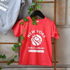 NYPL Kids Heathered Red T-Shirt Red T Shirt, Red T, Red Tshirt, Public Library, The Library