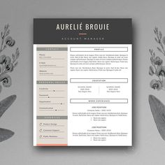 an elegant resume template with flowers and leaves