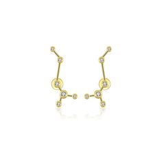 The best birthday gift for your loved one or yourself. Hand crafted with our experienced jewelers with precious material. This Scorpio Zodiac Constellation Earring 18K Yellow Gold & Diamond is made with diamond and solid 18k gold (never plated). That means durability, hypoallergenic and long lasting color that will not fade.   Comes with an Authenticity Certificate from our in-house gemologist and a luxe gift pack. This simple yet elegant Earring will win you all the compliments. It could be wea Elegant Zodiac Sign Jewelry For Formal Occasions, Elegant Zodiac Sign Jewelry For Formal Events, Yellow Gold Zodiac Jewelry For Anniversary, Gold Celestial Earrings For Formal Occasions, Celestial Diamond Earrings As Gift, Elegant Zodiac Sign Jewelry For Anniversary, Celestial Yellow Gold Earrings Gift, Elegant Gold Plated Zodiac Jewelry, Celestial Gold Earrings With Diamond Accents