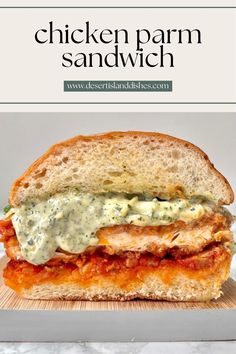 the chicken parm sandwich is cut in half