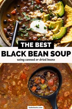 the best black bean soup using canned or dried beans