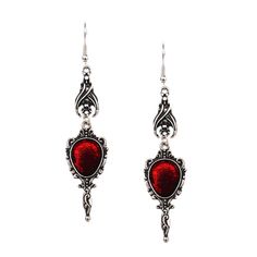 PRICES MAY VARY. Vintage antique silver vampire bat and red magic mirror drop design, goth earrings for women. Unique halloween earrings, stylish and exquisite, making you eye-catching and beautiful. Unique design, stylish and exquisite, making you eye-catching and beautiful. Made of high quality metal alloy material, non toxic, durable. Great embellishment for attending wedding, prom, birthday parties, stage performance, festival celebration, masquerade and most special occasions. You can send Horror Earrings, Red Rhinestone Earrings, Grunge Earrings, Goth Earrings, Bat Earrings, Gothic Earrings, Goth Jewelry, Retro Earring, Estilo Punk