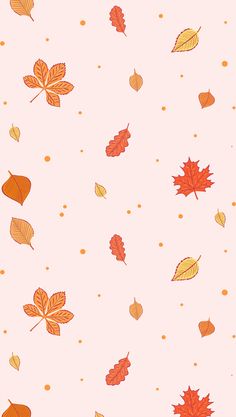 an image of fall leaves and dots on a pink background that is seamlessly arranged