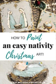 christmas art with text overlaying how to paint an easy diy painting project