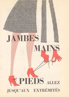 an advertisement for the french fashion house jambo's mains, featuring two women in red high heeled shoes