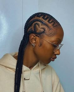 Zig Zag and Heart Stitch Braids Design Cornrow Hairstyles With Heart Design, Cornrow With Hearts, Zig Zag All Back Hairstyles, Cornrows With Patterns, Straight Back With Heart Design Braids, Straight Back With A Heart, Zig Zag Hairstyles For Black Women, Cornrows Heart Design, Small Cornrows With Designs