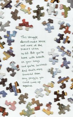 a poem written in the middle of a group of puzzle pieces