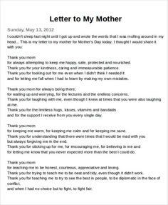 the letter to my mother from her son