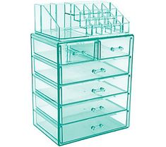 a clear plastic drawer with five drawers