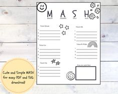 a printable mash game for kids with stars and rainbows on the side