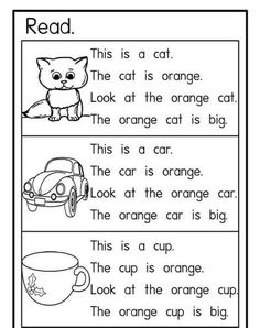 the orange cup is an orange cat reading activity