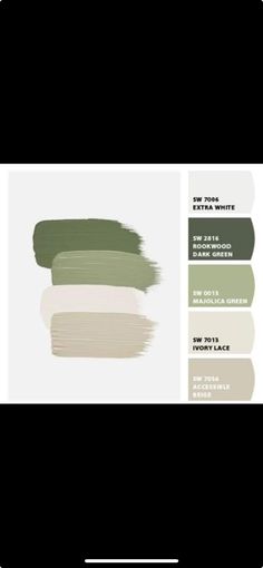 the shades of green, white and grey are shown in this color scheme for interior paint