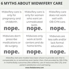 the six types of midwifery care for children and young adults, with text below