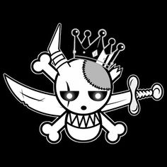 a cartoon character with a crown on his head and two swords in front of him