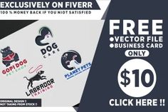 an advertisement for dog products with the words free business card only $ 10 click here