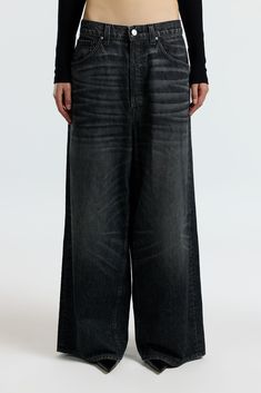 Oversized Washed Black Denim Jeans, Alice Clothes, Baggy Jean, Fit Models, Cotton Citizen, Recycled Denim, Baggy Pant, Oversized Silhouette, Baggy Jeans