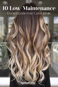 Shades Of Dark Blonde, Blonde Color Ideas, Dark Blonde Color, Blonde Hair With Roots, Dark Blonde Hair Color, Highlights Balayage, Blond Balayage, Fall Blonde