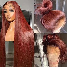 Reddish Brown 13x4 13x6 Hd Lace Frontal Wigs Human Hair Brazilian  Pre Plucked Straight Lace Front Reddish Brown Wigs, Hd Lace Frontal, Wigs Human Hair, Straight Lace Front Wigs, Brown Wig, Lace Closure Wig, Closure Wig, Frontal Wig, Reddish Brown