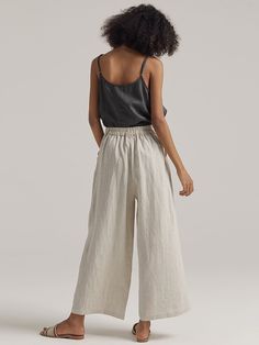 Lea 100% Linen Casual Loose Pants | shopcozy Linen Wide-leg Pants For Loungewear, Flax-colored Relaxed Fit Linen Wide Leg Pants, Relaxed Ankle-length Linen Harem Pants, Linen Wide-leg Harem Pants For Loungewear, Relaxed Fit Full-length Linen Bottoms, 2024 Clothes, Linen Fashion, Linen Casual, Loose Pants