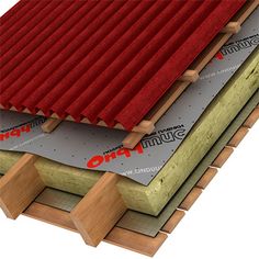 an image of some red roofing materials on top of each other with the word ohr written below it