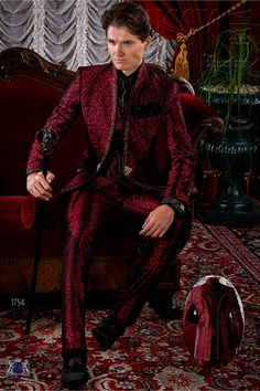 Mens Gothic Fashion, Formal Dinner Outfit, Gothic Fashion Men, Groom Tuxedo Wedding, Red Frock, Tuxedo Wedding Suit, Wedding Tux, Satin Suit, Gothic Shirts