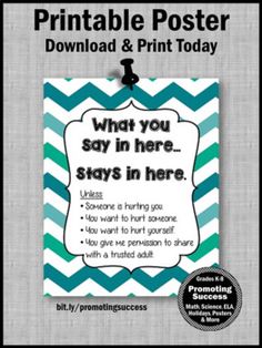 the printable poster for what you say in here