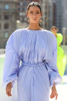 Nyfw Runway, Grace Dress, Runway Details, Couples Photoshoot, Pleated Dress, Outfit Of The Day, Bell Sleeve Top, Ruffle Blouse, Shells