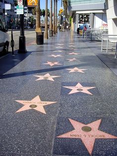 hollywood walk of fame stars on the sidewalk