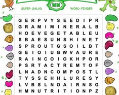 the word search is filled with words and pictures