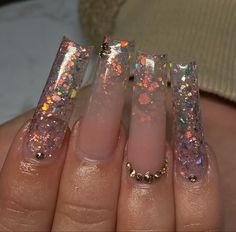 Nails Pics, Long Square Nails, Acrylic Toes, Wow Nails, Glittery Nails, Sassy Nails, Fancy Nails Designs, Colored Acrylic, Colored Acrylic Nails