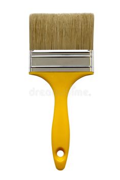 a yellow paint brush on a white background royalty images and clippings stock photos